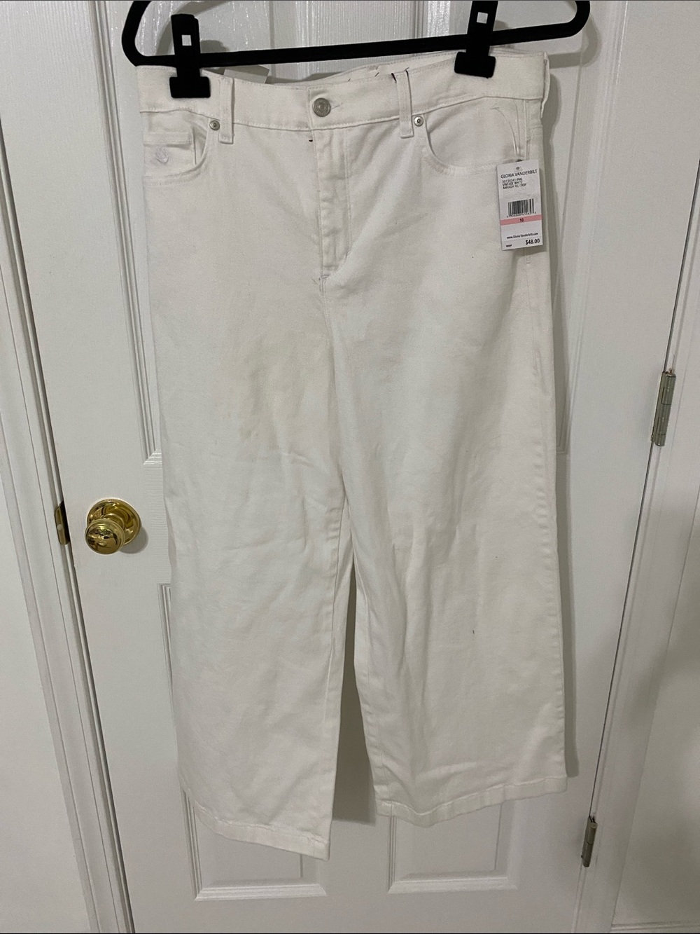 NWT Gloria Vanderbilt White Wide-Leg Cropped Jeans